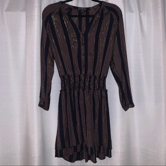 Rails Jasmine Smocked Waist Mini Dress - Midas Metallic Stripe - Picture 4 of 6